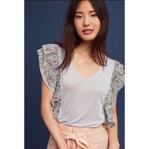 Anthropologie Flutter-Sleeve V-Neck Top